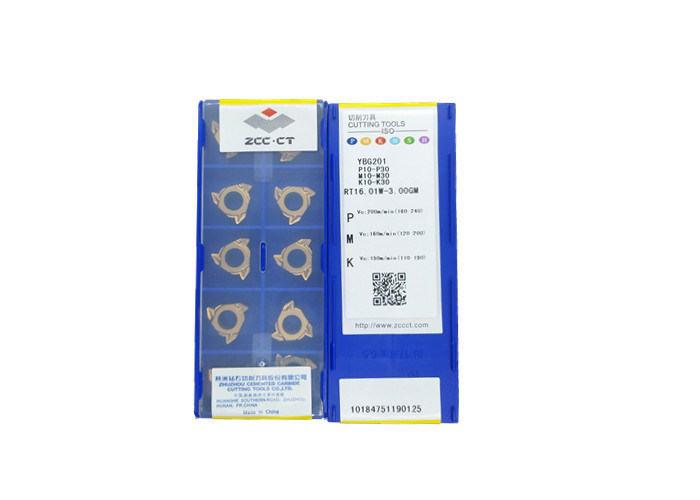 Αρχικό καρβίδιο βολφραμίου που περνά κλωστή στα ένθετα RT16.01W-3.00GM YBG201 για την κατεργασία του χάλυβα